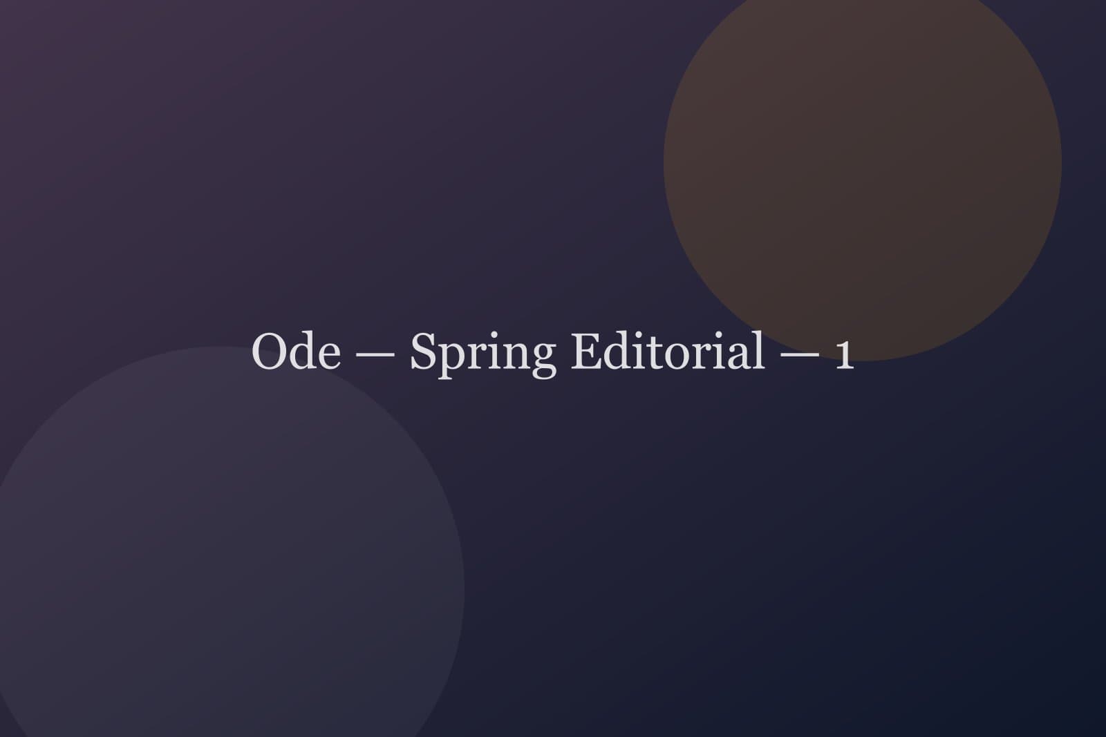 Ode — Spring Editorial — detail 1