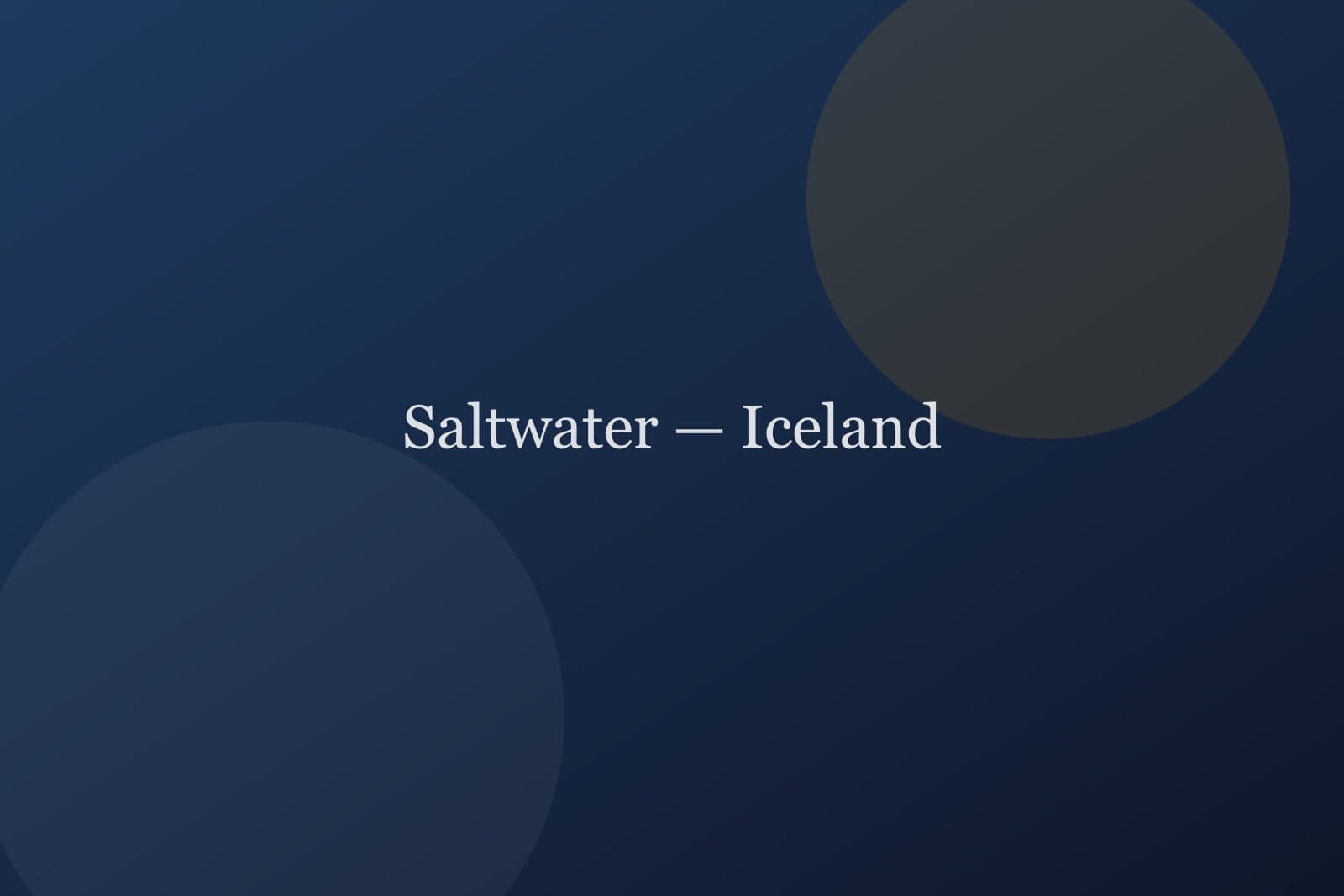 Saltwater — Iceland — travel project cover